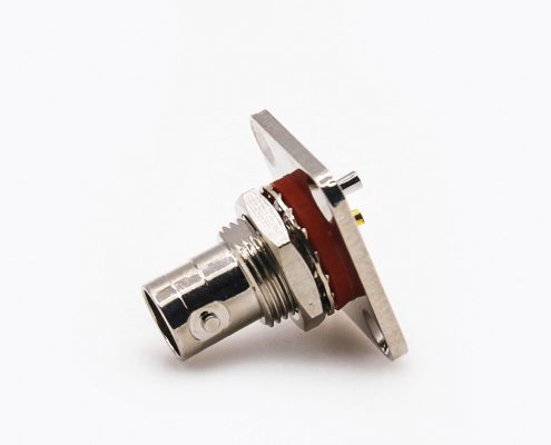 BNC底盤(pán)母頭連接器防水75Ω4孔法蘭直型前鎖穿墻焊接應(yīng)接線