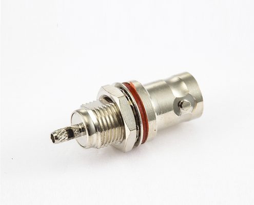 RG178用螺母的防水接線BNC連接器母頭180度后鎖穿墻開(kāi)天窗式壓接